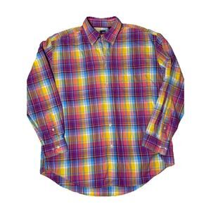 T. Harris London Mens Plaid Button Down Shirt XL Preppy Classic Office